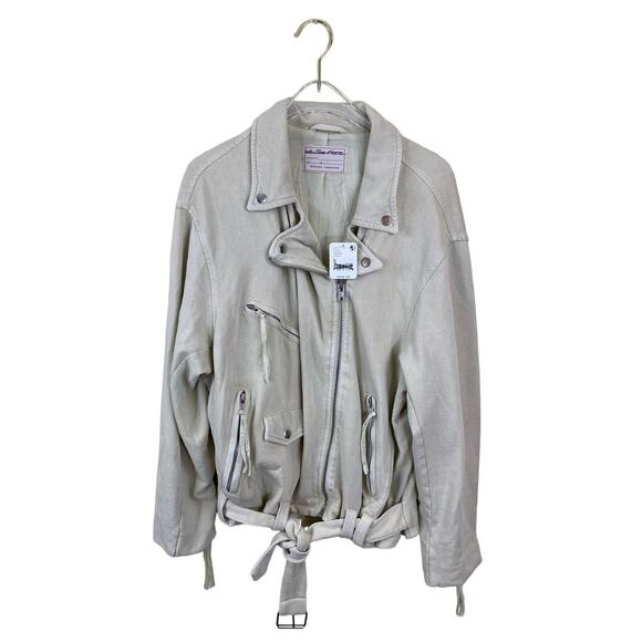Free people rebel rebel knit moto jacket cream size small - Picture 4 of 6